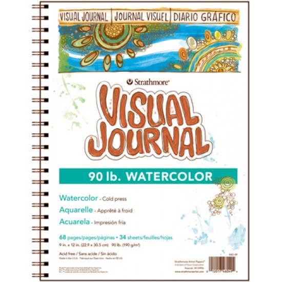 Strathmore Pad A4 Visual Journal - WATERCOLOR ( 22.9X30.5 CM x 34 sheets) 190 g/m2 Cold Press natural white paper color 400 Series Heavyweight (9*12 IN)